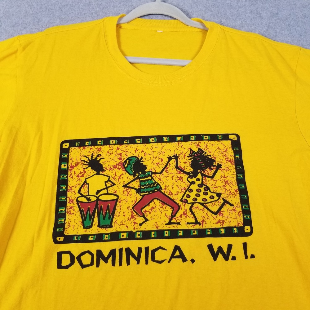 Dominica West Indies T-Shirt Women's XXXL 3XL Yellow Caribbean Souvenir Tee Top - Picture 2 of 10